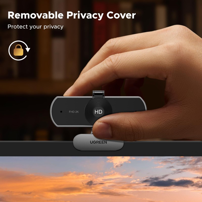 UGREEN 2K Webcam, Webcam for PC Ultra HD 1440P Computer
