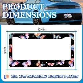 LIN KANG Colorful Butterfly License Plate Frames - 2 Pack Watercolor Insect Aluminum Metal License Plate Holder Covers,Rust-Proof Waterproof Car Decorative Tag Frames for Standard US 12x6 Inch