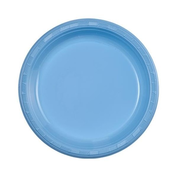 EcoQuality 10 inch Light Blue Round Dinner Plastic Plates –