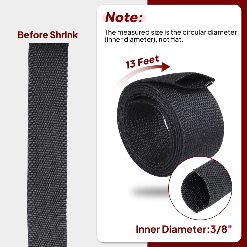 BuyUneed Heat Shrink Braided Sleeving Fabric Tubing 2 in 1