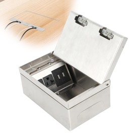 Recessed Flat Hidden Socket Kit Floor Electrical Outlet Floor Socket Panel with 20A 4×AC + 2 USB-A + 1 Type C +2 CET6 Floor Outlet Box Recessed Hidden Outlet Connectivity Box(Silver-4 AC+USB+2 CAT6)