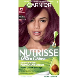Garnier Hair Color Nutrisse Nourishing Creme, 42 Deep Burgundy (Black Cherry) Red Permanent Hair Dye, 1 Count (Packaging May Vary)