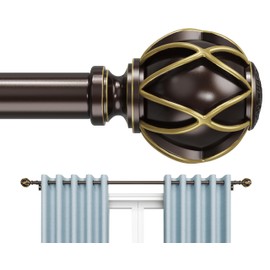Curtain Rods 120-240 Inch, 245-inch Rod, Adjustable Length Heavy Duty Decorative Finials Diameter 7/8 inch,20 ft, Bronze