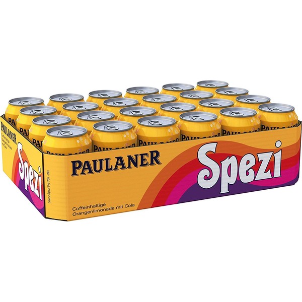 Set of 24 Paulaner Spezi Soda ( 0.33 l - 11.16 flOz ) Tin Can (no alcohol)