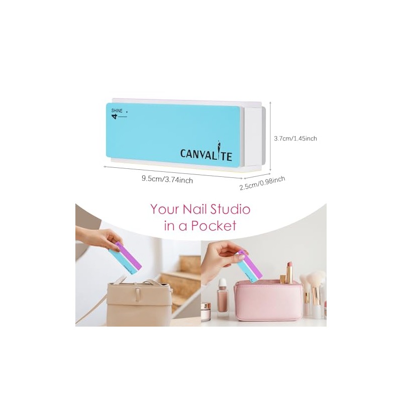 Canvalite Limas de uñas y amortiguadores, moldea/suaviza/brilla, lima multifuncional y