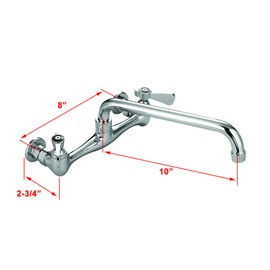 AA Faucet 8" Wall Mount Commercial Compartment Sink Faucet with 10" Swivel Spout with Installation kit for Restaurant Kitchen, NSF Approved