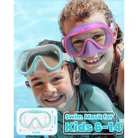 Seago 2 Pack Swim Goggles with Nose Cover, Goggles for Kids 6-14 Girls Boys Youth, Wide-Frame Swimming Goggles