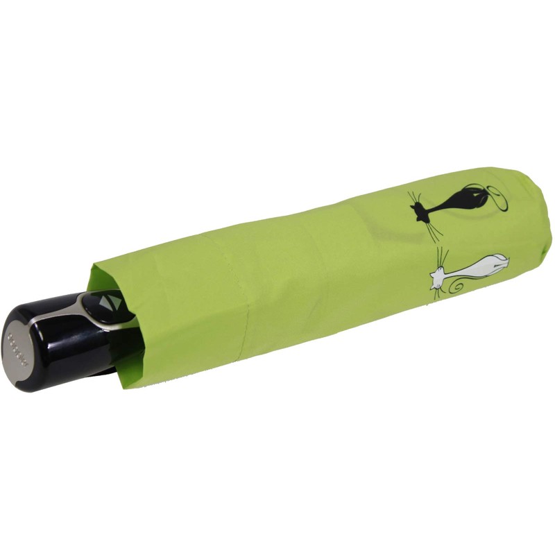 Doppler Mini Pocket Umbrella Open-Close Automatic Cats Friends, lime, cat-themed