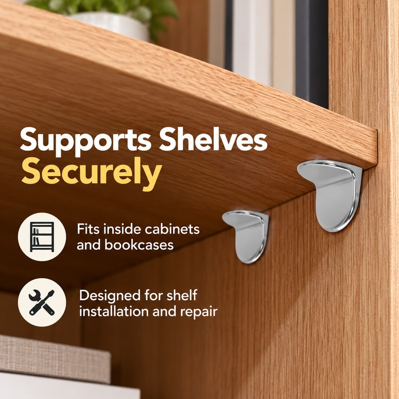 L-Shaped Shelf Support Pegs for Cabinets & Bookcases – 50PCS