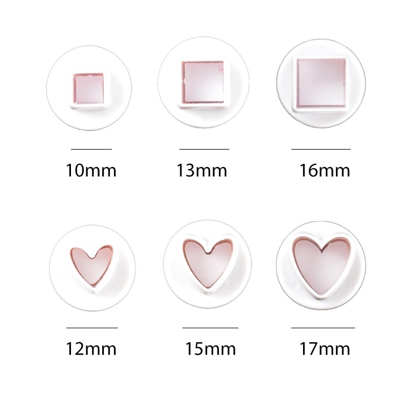 3 Heart Cookie Cutters, 3 Square Cookie Cutters, Heart Shaped