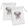 Lunarable Bow Fabric Pouch Set of 2, Hug a Pug