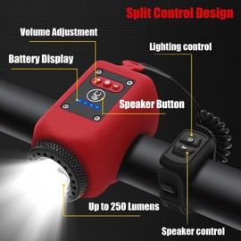 Electric Bike Horn Bike Light 2 in 1, 110dB Loud Bicycle Horn 5 Sound Modes, Rechargeable Bicycle Scooter Headlight for Night Riding, Bicycle Light with Horn for Adults & Kids, Waterproof