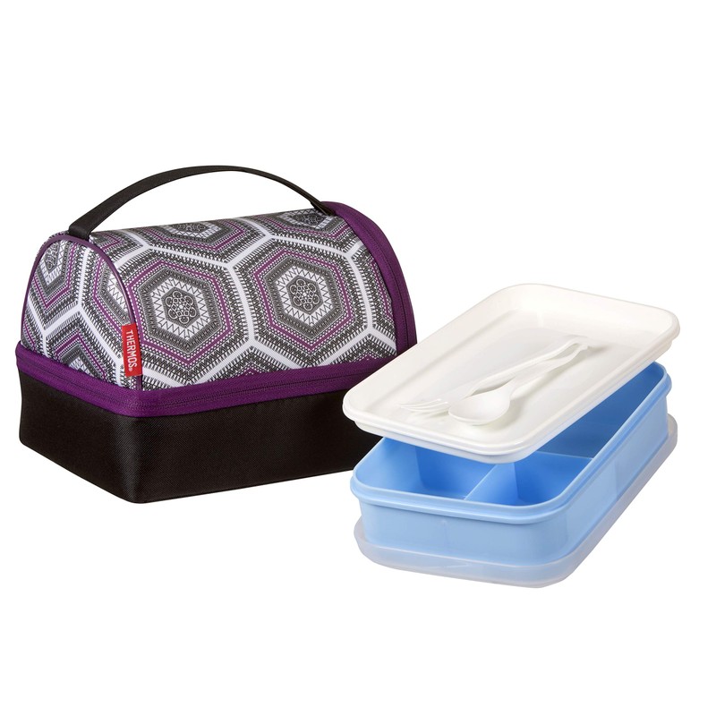 Thermos Raya Pack-In Soft Lunch Bag, Purple Hexagon, RAYLK6PH
