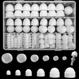 Ewwtrey 145 Pcs Screws Bolt Covers Caps, Hex Head Dome Bolt Covers, Screw Caps Covers, Plastic Bolt Caps, Hexagonal Screw Bolts Cover Protection Caps for Matching Screws, M4 M5 M6 M8 M10 M12 (White)