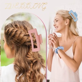 Featch Bridesmaid Proposal Gifts 8pcs Hair Claw Clips & 8pcs Satin Hair Ties Scrunchies Bachelorette Party Bridal Shower Present Good ideas Gift for Wedding Party Favors White&Dusty Blue