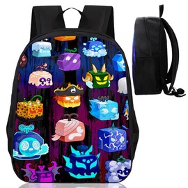 XNAUVOI Fruits Game Backpack, Fruits Backpack, Children's Backpack, Game School Bags, Cartoon Backpack for Children, Boys, Girls, School Gifts (30 x 13 x 40 cm), black