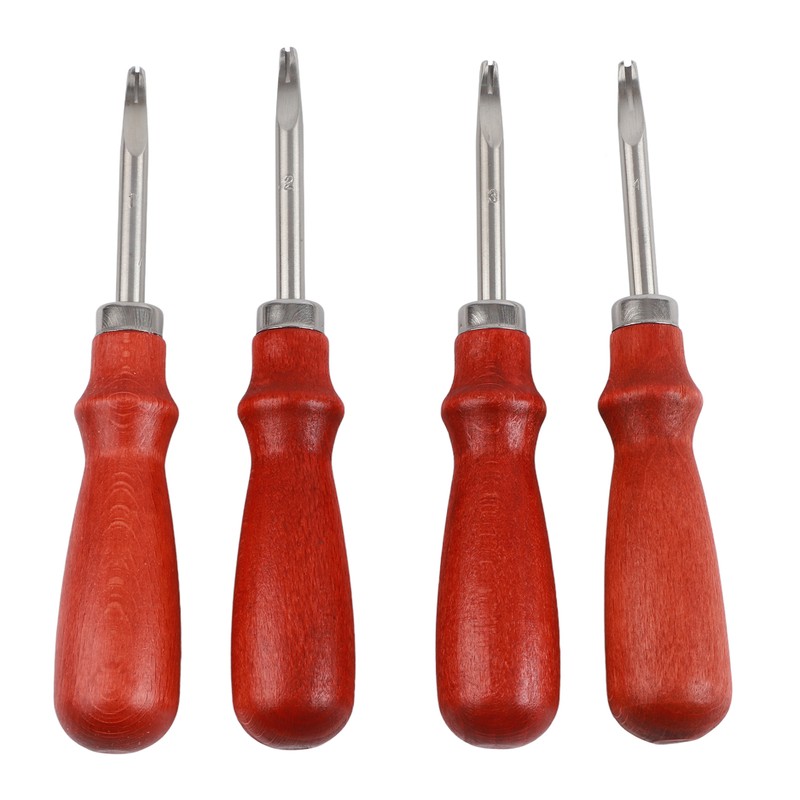 4pcs Leather Edger Professional Trimming Working Kit with Wooden Handle