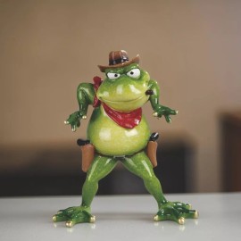 7"H Cowboy Frog Standing Figurine Ornament Home Decor Unique Gift