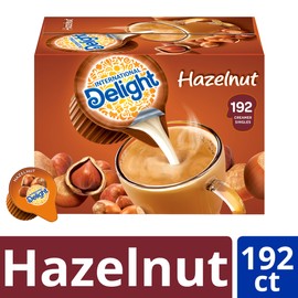 International Delight, SingleServe Coffee Creamers Pack of 1 Shelf Stable NonDairy Flavored Coffee Creamer Great for Home Use Offices Parties or Group Events, Hazelnut, 192 Count, (Pack of 192)
