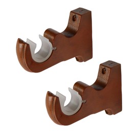 Nicerity 2Pcs Wooden Curtain Rod Brackets Drapery Rod Sturdy Curtain Rod Hooks for Living Room Bedroom Bathroom（Brown）