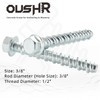 3/8" x 3" Concrete Screws, Zinc Plated Large Diameter Concrete