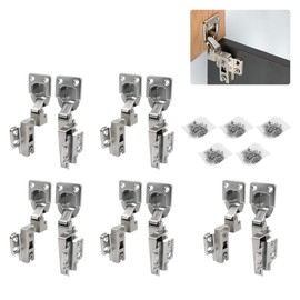 10 Pack (5 Pairs) Side-Mounted Hinges for Floor Cabinets, Dressers, Countertop Flip-up Hinges, 90°, Left and Right Mounted