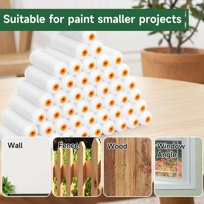 VOOMEY Foam Paint Roller,Small Paint Rollers 4 inch,White Paint Roller