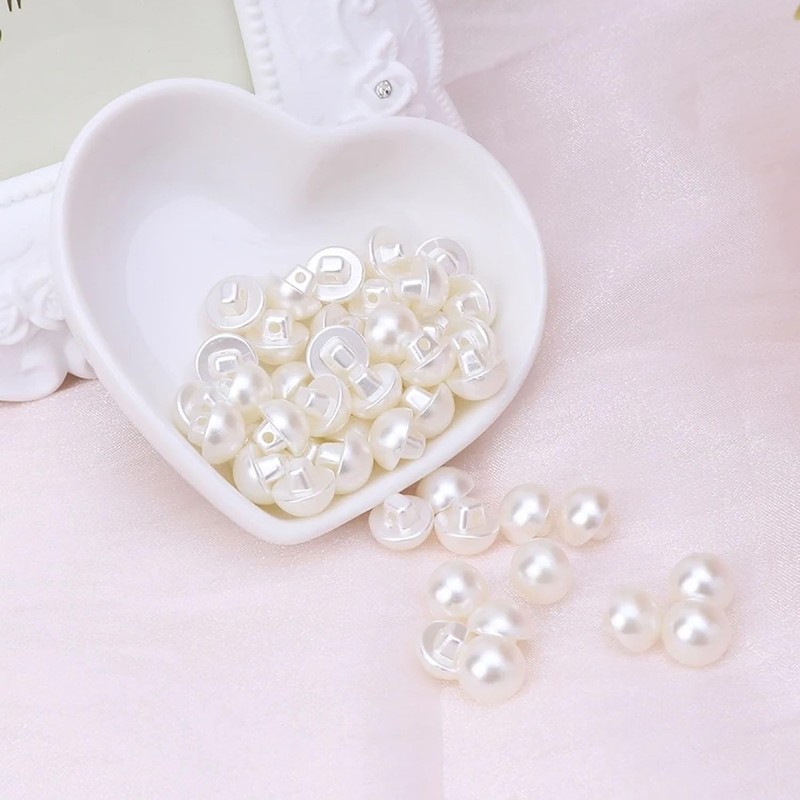 Yocimango Plastic ABS Mushroom Half Dome Button Buttons 15mm Pearl