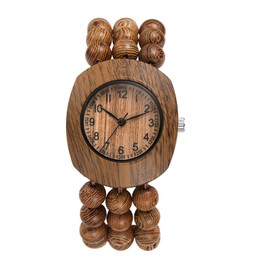 Avaner Women's Elastic Wrist Watches: Wooden Beaded Handmade Stretch Strap Bracelet Arabic Numerals Vintage Quartz Beads Watch