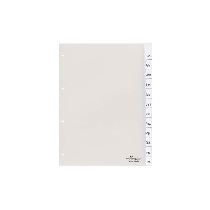 Durable 6810-19 Organiser Plastic A4 Jan - Dec/1-12 Hard Film