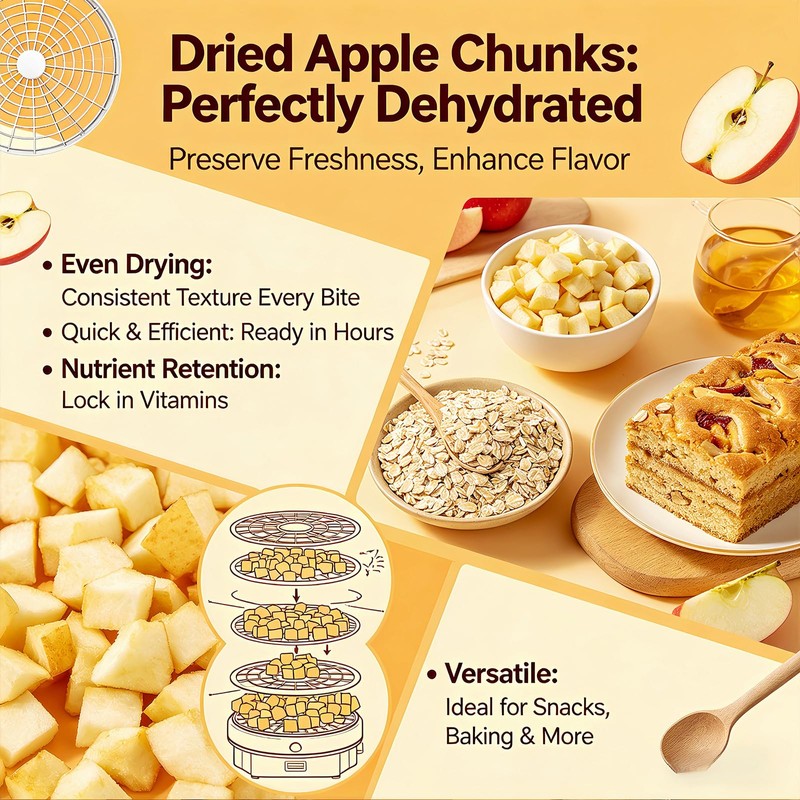 13.4oz Crispy Dehydrated Apple Dices - One Ingredient, Just Apples