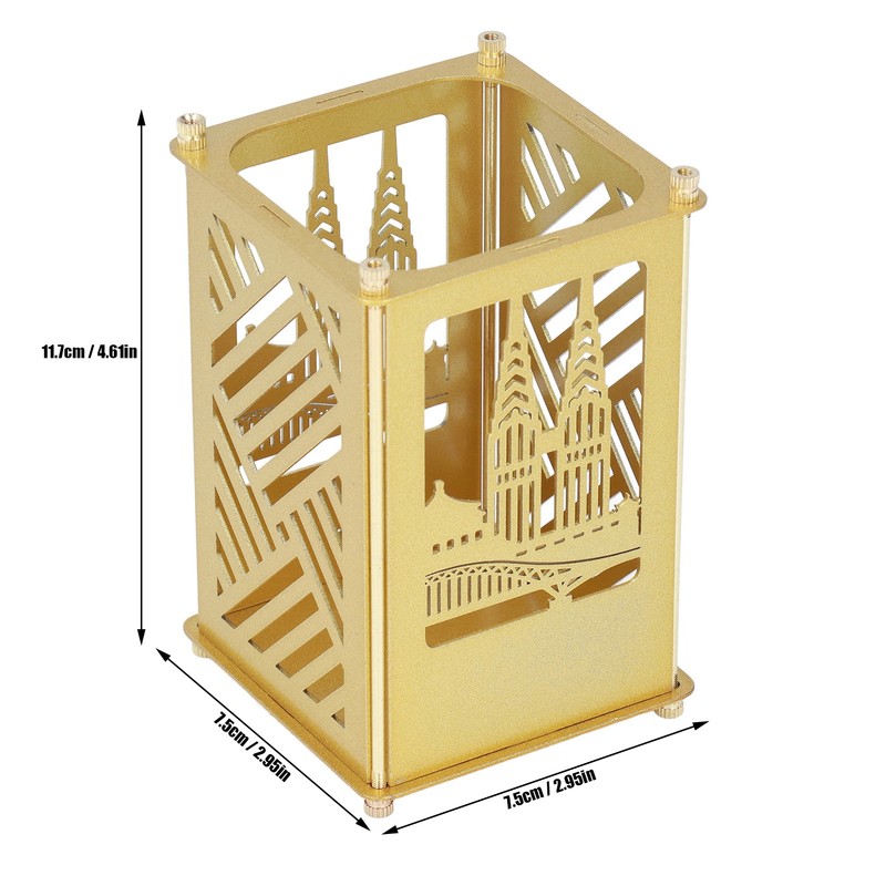 Metal Pen Holder Multifunctional Easy Assembly Glossy Golden Surface Plating