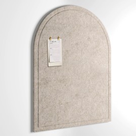 Orelle Arch Felt Bulletin Board | Foldable Peel and Stick Felt Board for Wall | Alternative Cork Board for Office, Vision Board, Kids Art Display | Arched Wall Decor | 23 x 31”| Beige