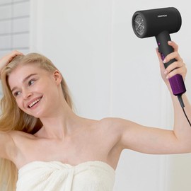 Glam Flow Secadora de Cabello Elegance Turbo Daewoo, 3 Niveles de Temperatura, 2 Velocidades, Aire Frío y Caliente, Protección contra Sobrecalentamiento, con Concentrador de Aire Iónico