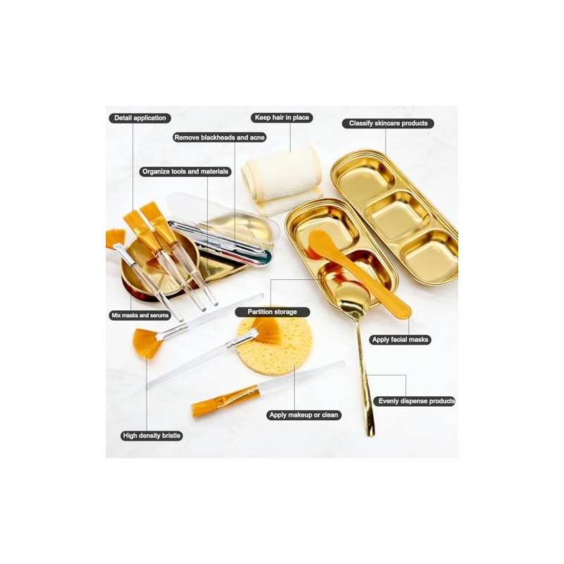 Kit Piezas Esteticista Cuidado Facial Bandejas Acero Inoxidable Cuencos Cepillos