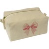 'Pink Bow' Canvas Wash Bag/Makeup Case (CS00042090)