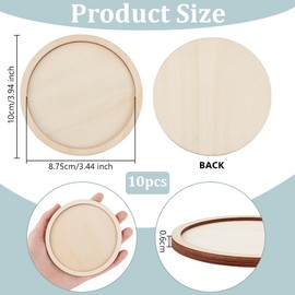 OLYCRAFT 10Pcs Unfinished Wood Coasters 100x6mm Flat Round DIY Coasters Kit Coaster Round Drinking Cup Coaster Wood Planter Drink Saucer Wood Pouring Supplies for Resin Art DIY Craft Coffee Table