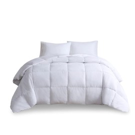 Sleep Philosophy True North Down King Comforter Set, Oversized, Heavyweight 300gsm Fill, Goose Feather & Down Comforter King Size Microfiber Winter Comforter Warm Bedding, King/Cal King White