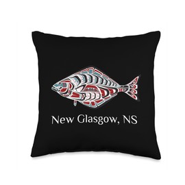 New Glasgow Nova Scotia Native Halibut Fisherman New Glasgow NS East Coast of Canada Halibut Native Fishers Throw Pillow, 16x16, Multicolor