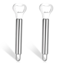 Nogeqi 2PCS Stainless Steel Beer Bottle Opener, Heavy Duty Beer Opener for Bartenders and Home, Dishwasher Safe(Silver)