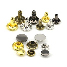 BGTXINGI 480 Pieces (240 Set) 8 Values M6 M8 Leather Double Cap Copper Rivets Snap Fasteners Assortment Set Pipe Metal Rivets with 3 Pieces Fixing Tools for Dresses