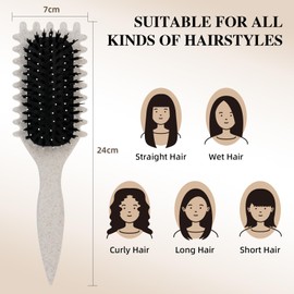 Hairbrush Anti-Knot and Anti-Breakage Detangling Brush Detangling Brush For Wet Dry Hair Large Paddle Suitable for All Hair Types，Reduce Pulling (White)