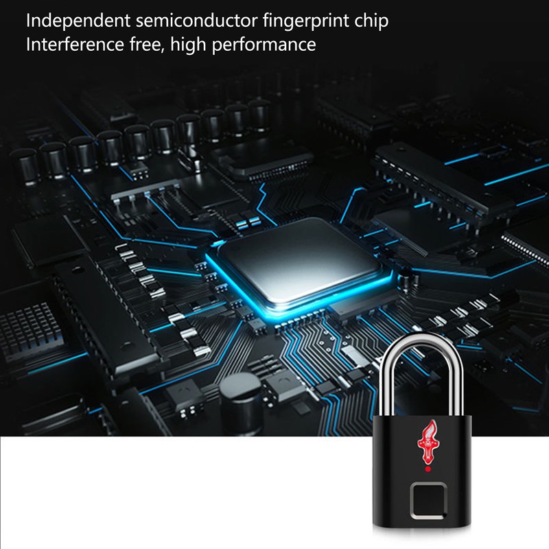 Fingerprint Padlock Biological Recognition Aluminium Alloy USB Rechargeable Support 10