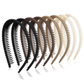 Kotkiddy Women's Headbands Non-Slip with Teeth, Plastic Headbands with Teeth Comb Thin Black Hairbands for Women Hair, Wavy Women's Headbands