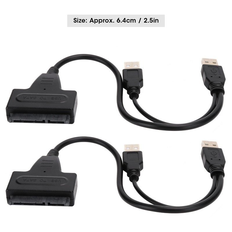 2Pcs Convert Cable USB 2.0 SATA 7 15Pin Adapter for