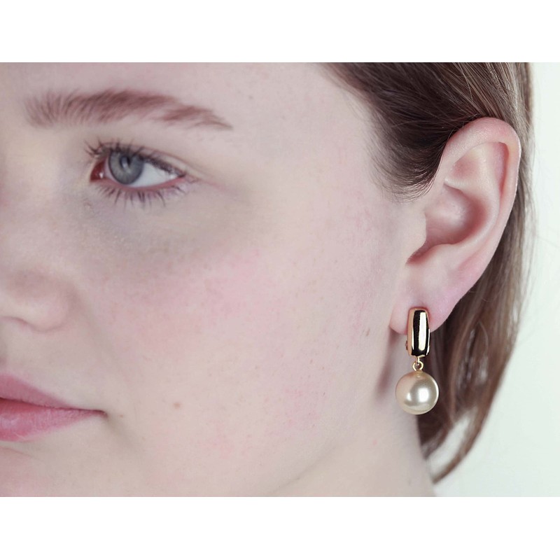 Traveller Women's Clip Earrings 12 mm Pearl, Titanium, Pearl