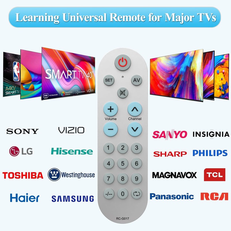 FOXRMT Learning Universal TV Remote Control, Big Button Universal TV