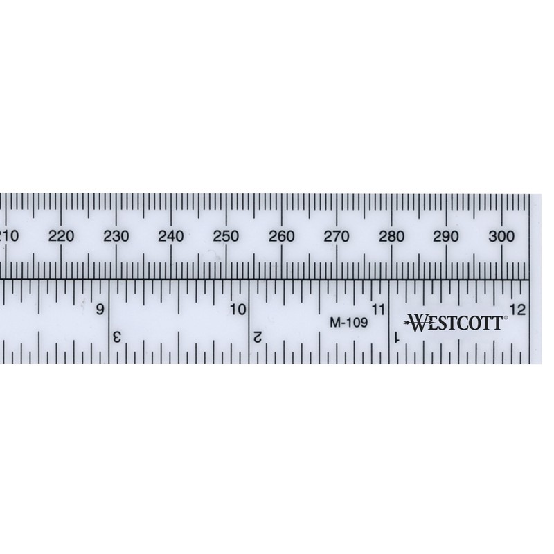 Westcott Metric/Inch Ruler, 30cm, 12", Opaque (M-109)