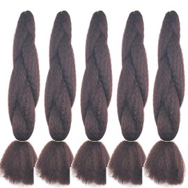 BNG Classic Braiding Hair 25 Inch 100% Kanekalon Jumbo Synthetic Bulk Braiding Hair Extensions for Goddess, Box Braids, Twists, Faux Locs, Crochet Braids 5 Pack (Color #33)