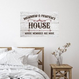 Mawmaw & Pawpaw's House Where Memories are Made Wall Decals Positive Trucks Wall Sticker Vinyl Mural Decals Quotes for Kids Room Bike Refrigerator Wall Decoration 28in